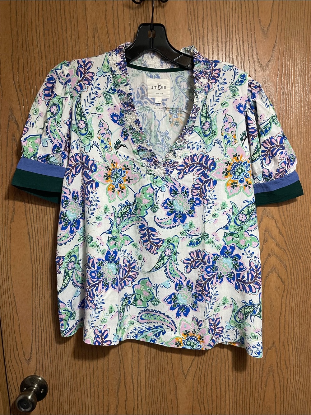 Umgee Paisley Blouse with Colorful Floral Print and a V-Neck